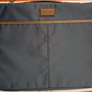 Coach Padded Laptop Sleeve Case Navy Blue Leather Handle Trim NEW Without Tags